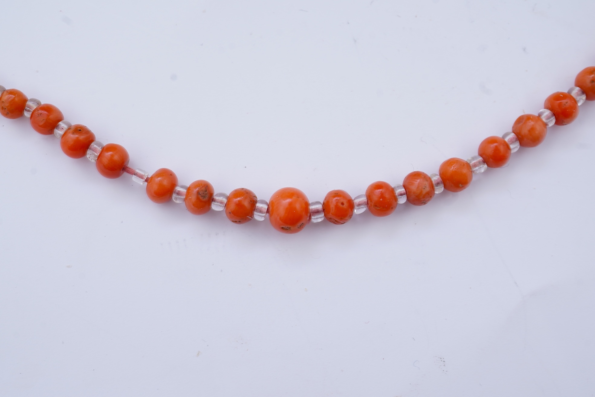A coral and rock crystal necklace, early 20th century